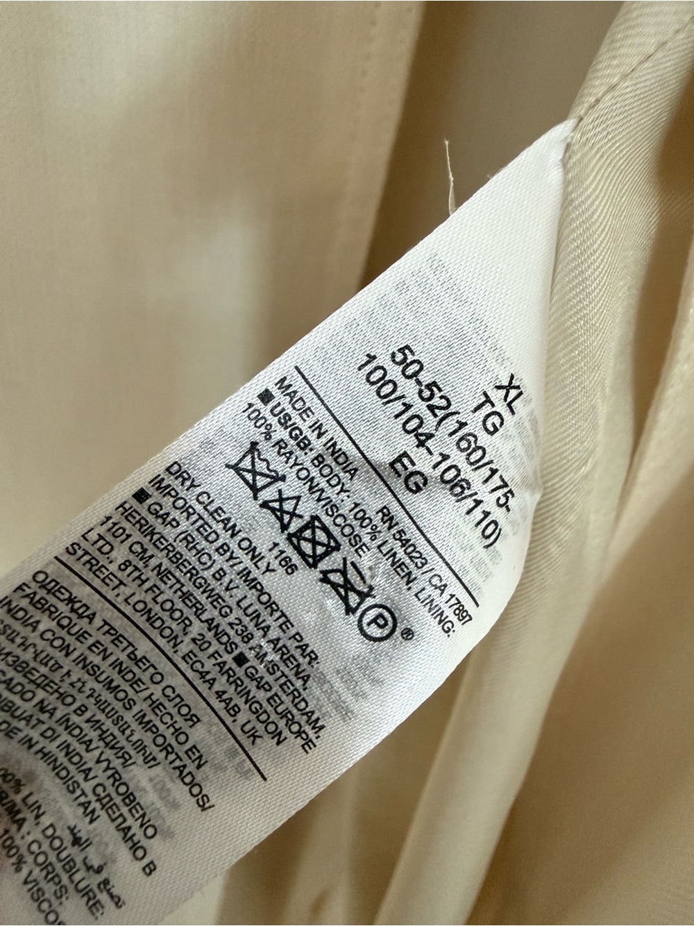 Women's Cream Long Linen Trench Coat - Classic Lightweight Overcoat - Picture 4 of 4